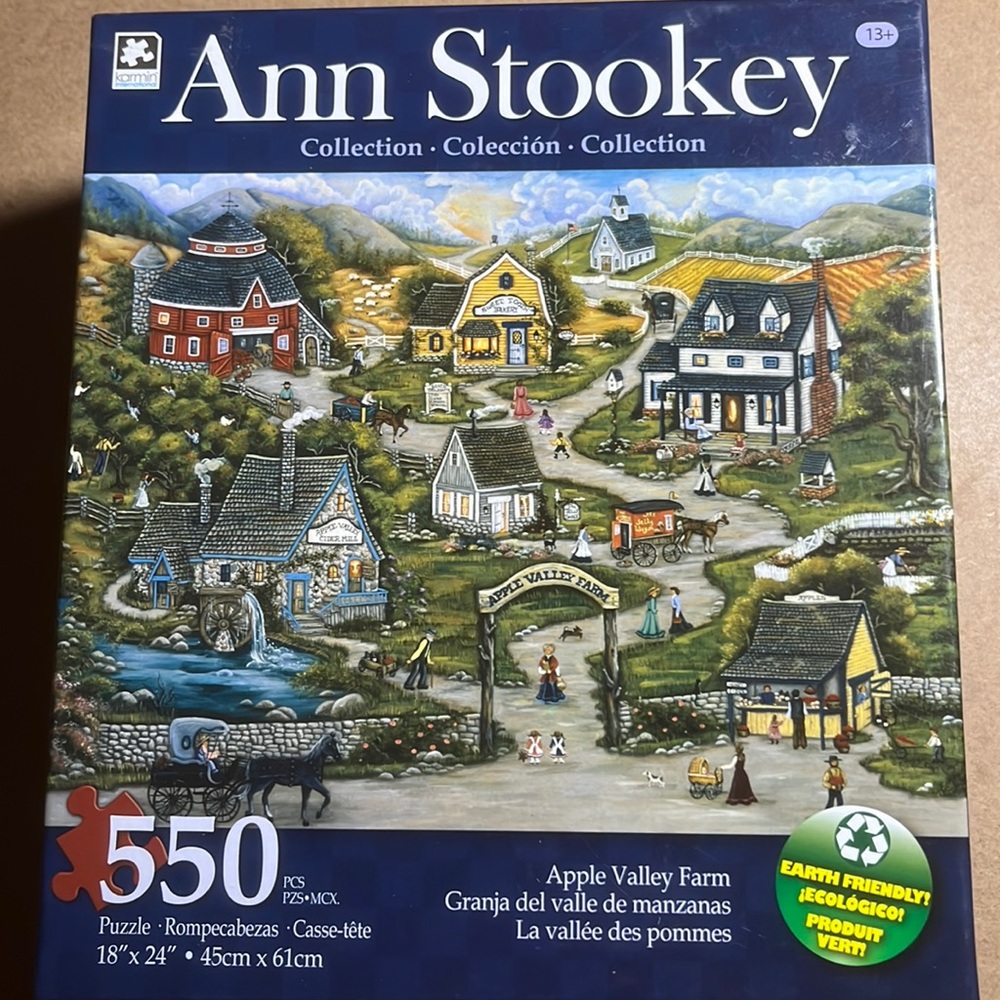 💟🧩 550 piece New Factory Sealed Ann Stookey  “Apple Valley Farm” puzzle.